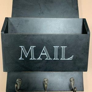 Hanging mail and keys holder with hooks